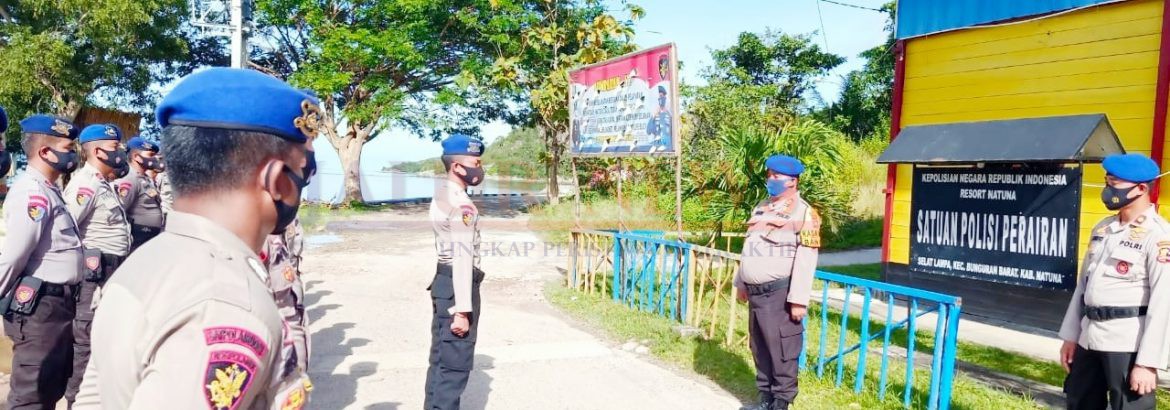 Kasatpolairud Polres Natuna AKP Zulkarnain pimpin apel gabungan personil personil Satpolairud dan Personil KP Baladewa Baharkam Mabes Polri di Pos Polairud Pelabuhan Selat Lampa, Ranai, Jumat (06/11/2020) pagi.