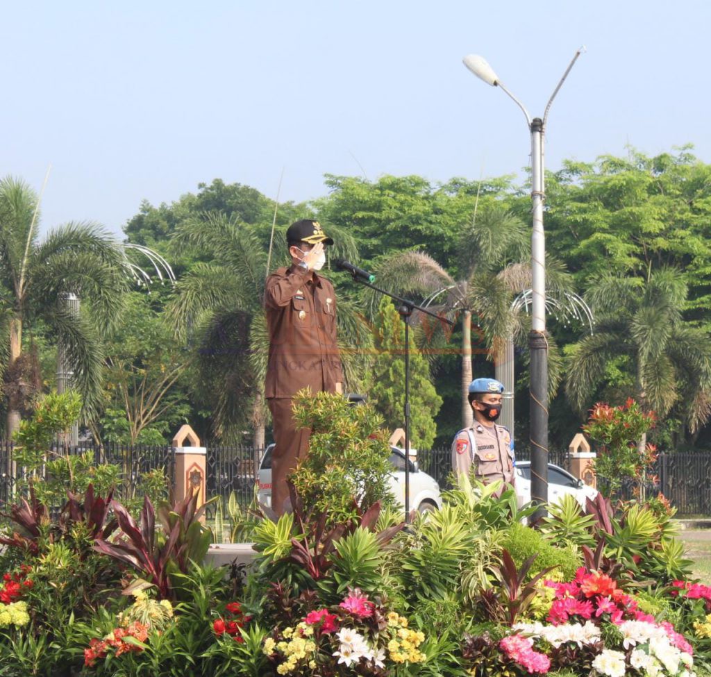 Foto : Fredy SM sedang Memimpin Apel Kesiapsiagaan di Kabupaten Lampung Timur.