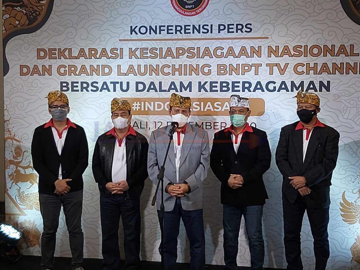 Kepala BNPT, Komjen Pol. Dr. Boy Rafli Amar, M.H., saat konferensi pers Deklarasi Kesiapsiagaan Nasional dan Grand Launching BNPT TV Channel, Sabtu 12 Desember 2020 di Badung, Bali. (Dok. Istimewa)