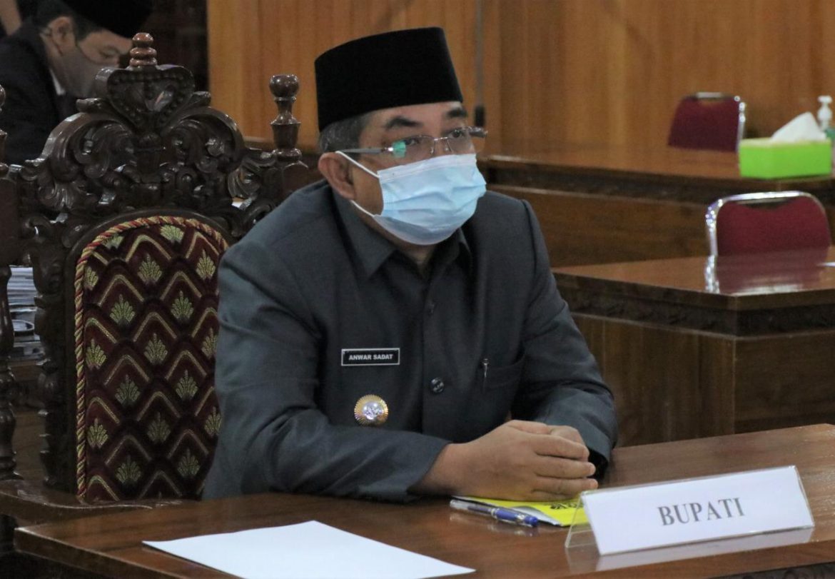 Bupati hadiri Rakor Penegakan Disiplin Protokol Kesehatan dan penanganan Covid 19.