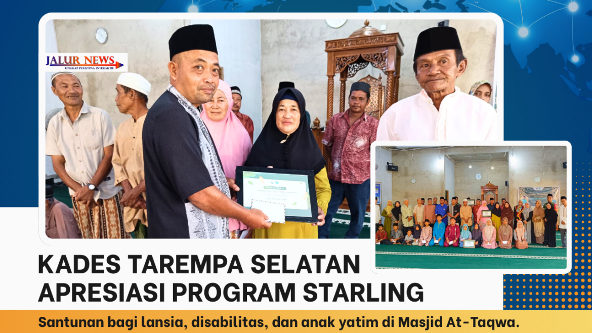 Penyerahan santunan lansia dalam kegiatan STARLING di Masjid At-Taqwa